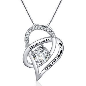 "I love you to the moon and back" Heart Necklace